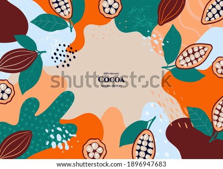 Vector frame with doodle cocoa and abstract elements. Hand drawn illustrations.