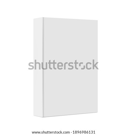 Standing closed book with white Cover. Vertical Blank Mockup. 3d Vector illustration. Empty Book Template. Thick cover. Magazine, album or diary on white background. EPS10. 