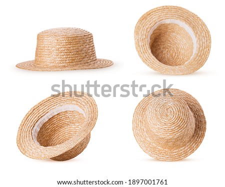 Set straw hat isolated on white background. Clipping Path Royalty-Free Stock Photo #1897001761