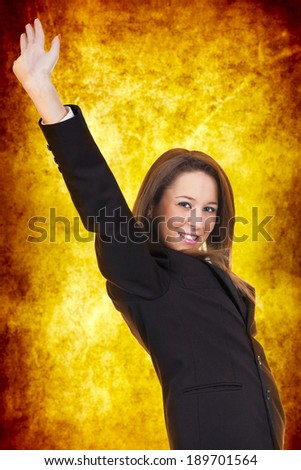 Young woman celebrating victory