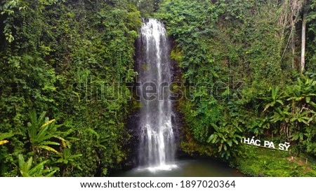 Aerial view of Pasy or Pa Sy waterfalls in Mang Den, Kon Tum province, Vietnam. Nature and travel concept. Royalty-Free Stock Photo #1897020364
