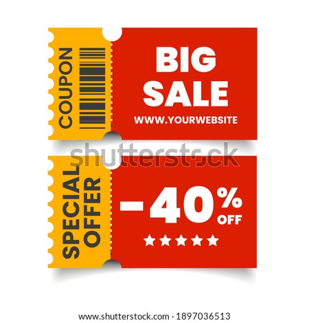Coupon promotion sale for website, internet ads, social media or coupon. Big sale and super sale coupon discount. Eps 10 vector illustration.