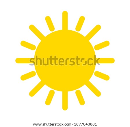 Yellow sun flat design icon. Vector illustration.