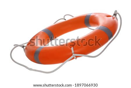 Orange lifebuoy isolated on white. Rescue equipment Royalty-Free Stock Photo #1897066930