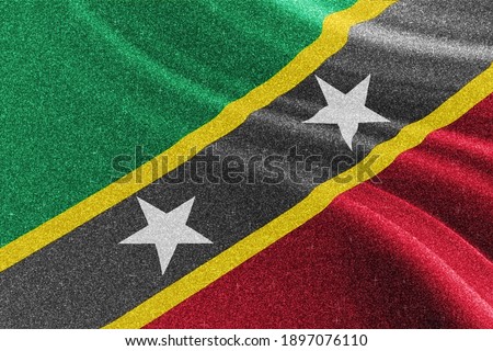 Saint Kitts and Nevis glitter flag, national flag, glittering flag sparkle background