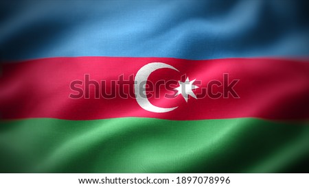 close up waving flag of Azerbaijan. flag symbols of Azerbaijan. Royalty-Free Stock Photo #1897078996