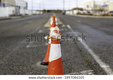 Road hazard cones, car accident and breakdown, repair