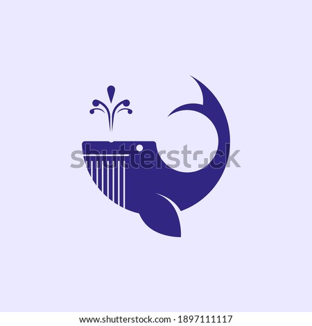 blue whale vector illustration for icon, symbol or logo