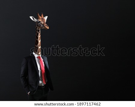 Business concept with businessman with head of Giraffe
