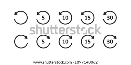 Repeat arrow icon. Reload symbol, 5, 10, 15, 30 second. Reset sign in vector flat style. Royalty-Free Stock Photo #1897140862