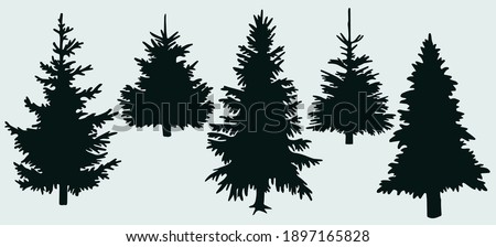 Silhouettes of Christmas trees. Christmas trees. Vector image for web design, websites, print, backgraunds. Royalty-Free Stock Photo #1897165828