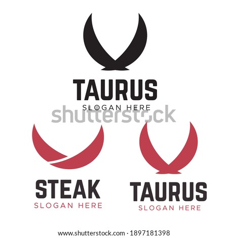 Cow steak premium logo. Bull horns line icon symbol