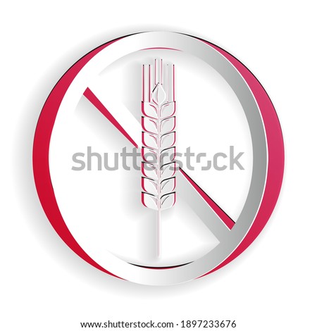 Paper cut Gluten free grain icon isolated on white background. No wheat sign. Food intolerance symbols. Paper art style. Vector.