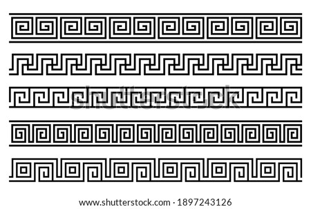 Greek roman pattern border decorative ornament. Ancient greek meander vector design wave Royalty-Free Stock Photo #1897243126
