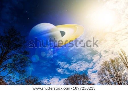 Big connection: Saturn, space background
