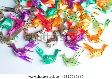 Colorful bird handcraft ribbin for donate to give away alms by scattering ,The Coin sprinkling,Colorfull scatter.
