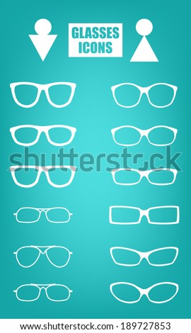 glasses icons on white background. Vector illustration