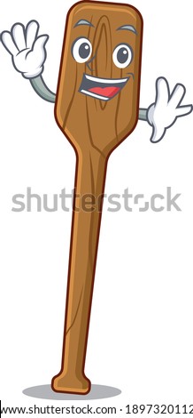 A charming oars mascot design style smiling and waving hand