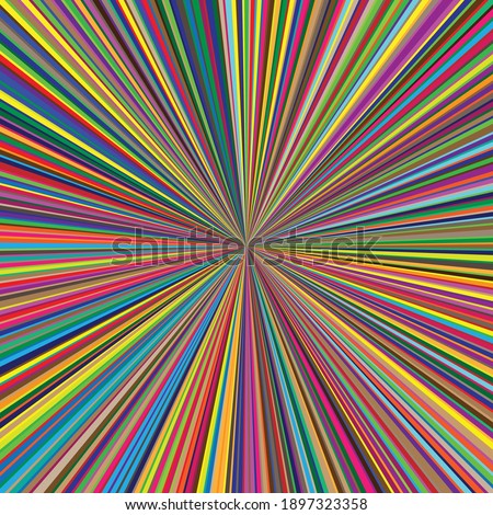 Beams, rays conflux lines. Colorful radial–radiating lines, stripes. Starburst, sunburst element