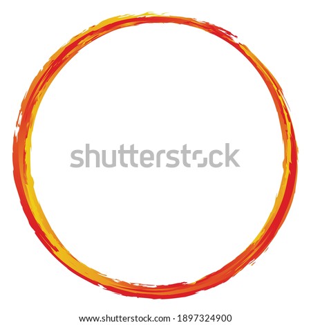 Orange, yellow grungy, grunge circle for blaze, burn, fire concepts. Vector design