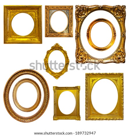 Set of oval picture  frames. Isolated on white