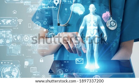 Medical technology concept. Remote medicine. Electronic medical record. Royalty-Free Stock Photo #1897337200
