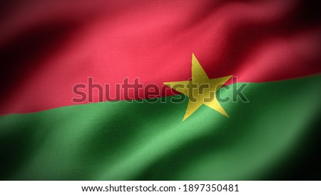 close up waving flag of Burkina Faso. flag symbols of Burkina Faso.
