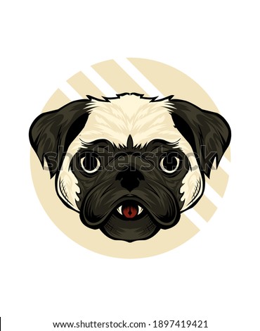 Illustration vector pug dog head