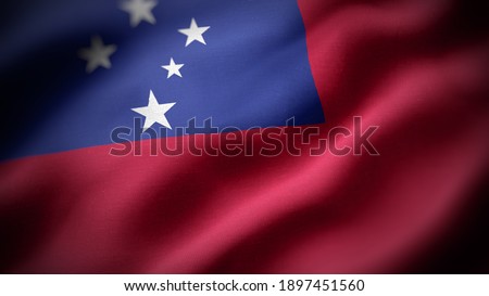 close up waving flag of Samoa. flag symbols of Samoa.