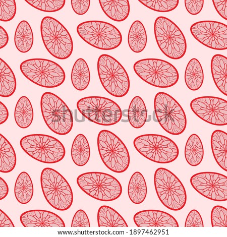 Easter eggs seamless vector pattern, for coloring book, hand drawn line