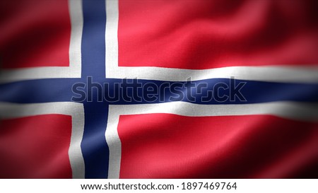 close up waving flag of Norway. flag symbols of Norway. Royalty-Free Stock Photo #1897469764