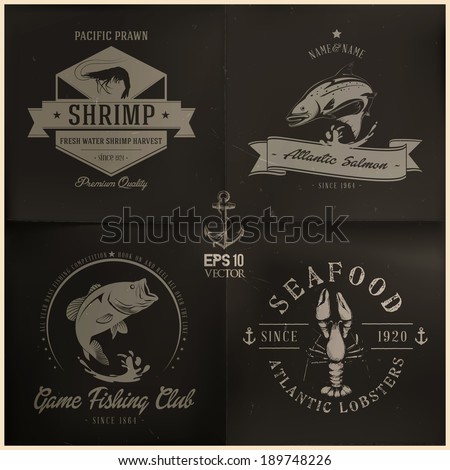 Wild Sea Water Animals badge collection | editable EPS 10 vector