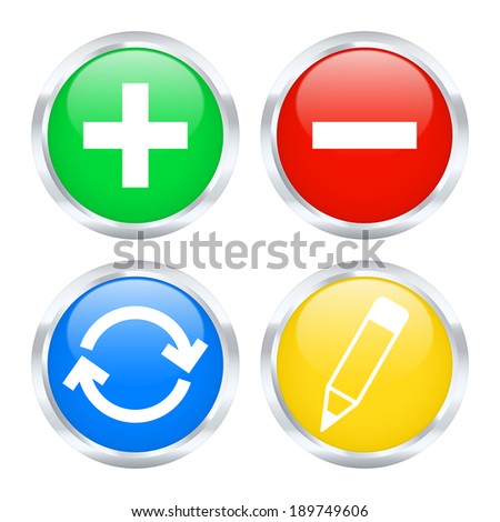 Set of edit web buttons. 2d illustration.