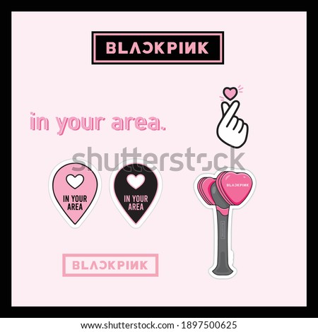 Blackpink in your area sticker vector. Kpop sticker. Blackpink lightstick.