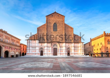 Bologna, Italy. View of Basilica di San Petronio on sunrise Royalty-Free Stock Photo #1897546681