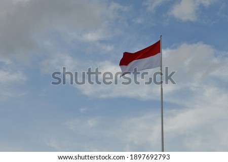 indonesia flag under blue sky independence day concept 