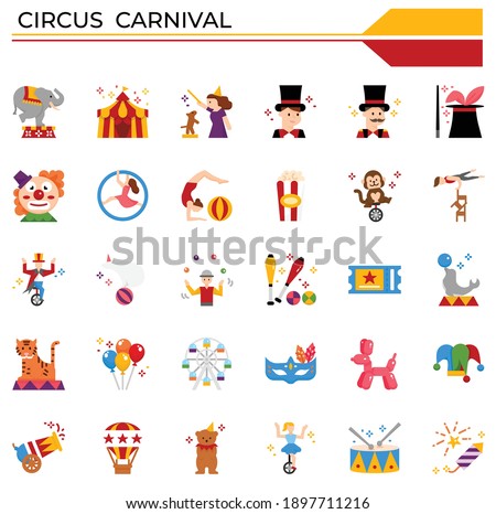 Circus carnival icon set for website, presentation, book.