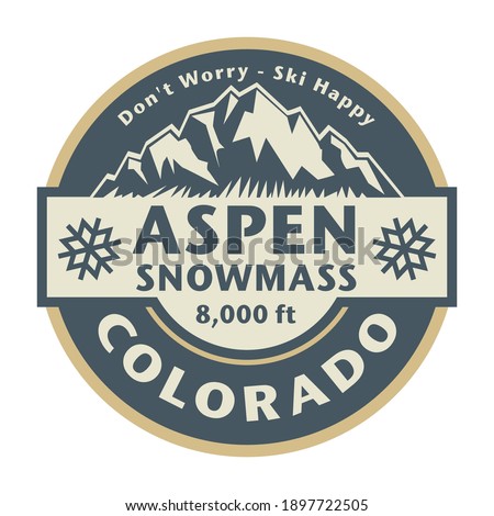 Abstract stamp or emblem with the name of town Aspen - Snowmass, Colorado, vector illustration