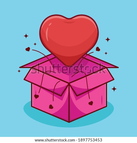 Surprise box with love symbol design vector illustration.