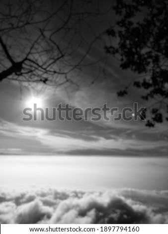 Blurred Black and White beautifull sunset in mount sumbing