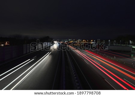 German Autobahn at Night long exposure 