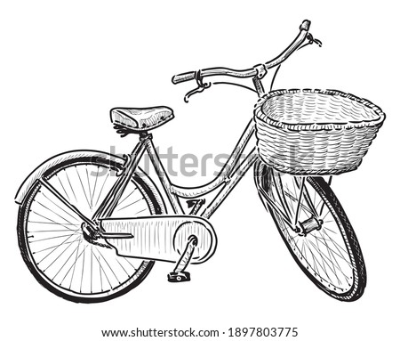 Sketch of urban female bicycle with basket