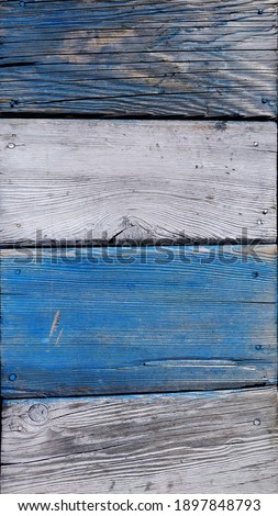 Blue and white paint faded table