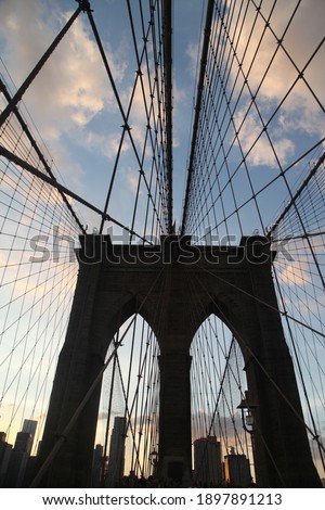 Brooklyn bridge with the sunset