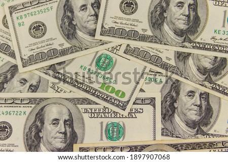Background of one hundred dollar bills Royalty-Free Stock Photo #1897907068