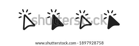 Cursor arrow icon set. Click mouse, wed button symbol in vector flat style. Royalty-Free Stock Photo #1897928758