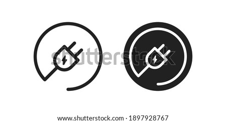 Electric plug round icon. Power cable symbol. Electro cord logo in vector flat style. Royalty-Free Stock Photo #1897928767