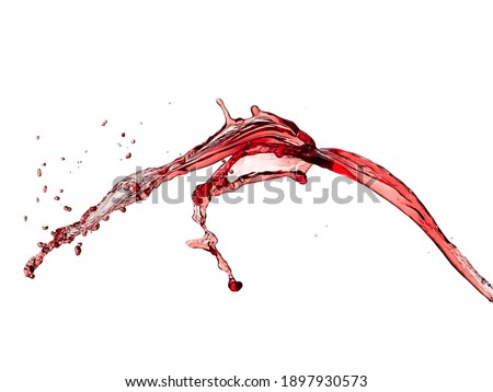 Red wine spill on white background
