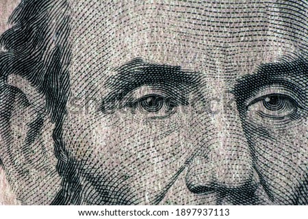 Extreme macro photography of a  US dollar banknote. Ultra close up of a one American dollar note. US dollar is the world currency.