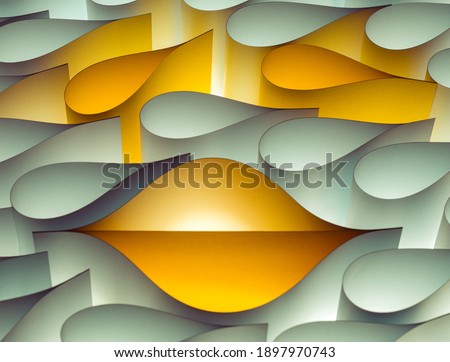 Smiling face in white and yellow paper, backlit illuminated